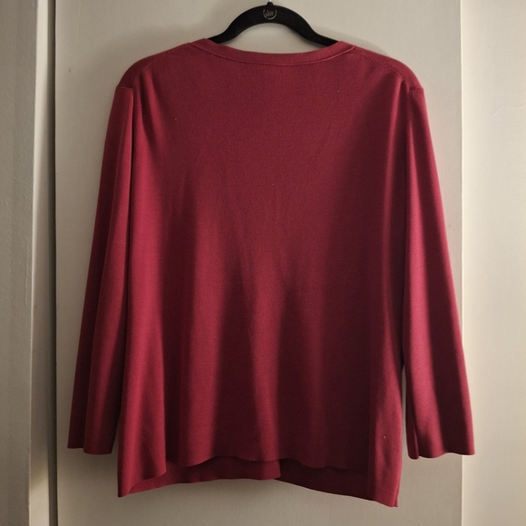 LOFT Women's Rich Red Silk Cardigan - Picture 2 of 7